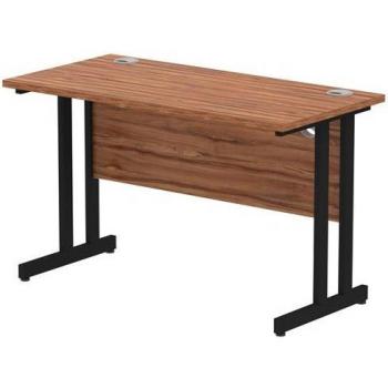 Impulse 1200 x 600mm Walnut Top Straight Desk Black Cantilever Leg