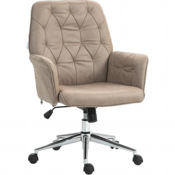 Vinsetto Microfiber Computer Chair with Armrest, Modern Swivel Chair with Adjustable Height, Khaki