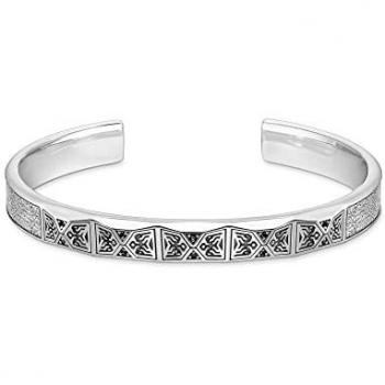Thomas Sabo Herren Armreif Schwarz-Silber mit Facetten und Steinen, 925er Sterlingsilber, 19 cm