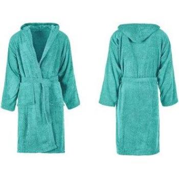 Accappatoio XXL verde Tiffany unisex con cappuccio e tasche