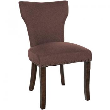 Tabouret design marron, revêtement polyester, pieds en chêne foncé