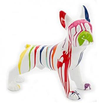 Sculpture Bulldog Blanc Trash – Amadeus Noir Résine