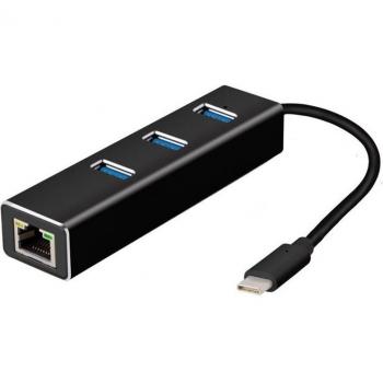 USB‑C Hub Triple Port con Conexión Gigabit LAN y Cable de Red