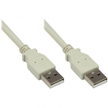 USB 2.0 Male A to Male A Cable, 1m, Grey