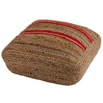 Coussin de Sol Jolipa J‑Line : Carré bombé, Jute naturel, rouge