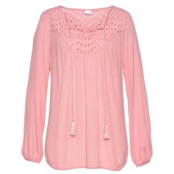 LASCANA Crepebluse mit Lochstickerei, Damenbluse, lockere Passform