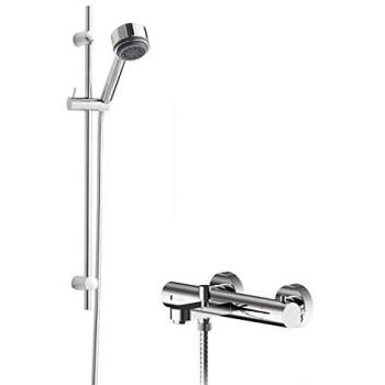 Wall Mount Thermostatic Bath Shower Mixer Tap with Slide Rail Kit