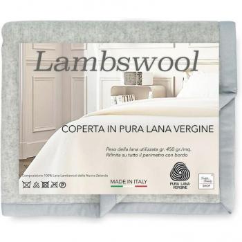 Couverture Grise en Laine d'Agneau pour Lit Double