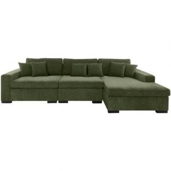 Grünes Skara L‑Form Sofa‑Ottoman – B310 cm, H86 cm, T100 cm, 100 % Polyester, Federkernpolsterung