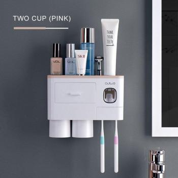 Toothpaste Dispenser with Magnetic Toothbrush Holder and Bathroom Accessories