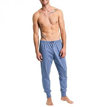 Haasis Bodywear Herren Pyjama-Hose aus Bio Baumwolle, mit Bündchen und Kordelzug, Seitentaschen