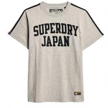 Superdry Vintage Athletic Striped Tee Light Grey Marl for Men M