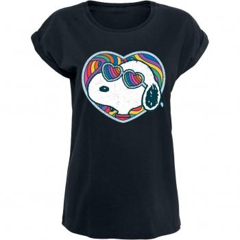 Regenbogenschnabel-Snoopy T-Shirt für Frauen Schwarz L