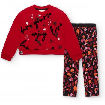 Traje deportivo con estampado de rosas en negro