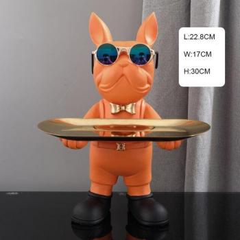 French Bulldog Butler Dog Statue with Tray