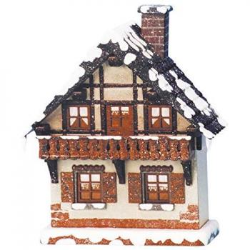 Original Hubrig Sammelfigur Winterkinder Haus Balkon, elektrisch beleuchtet, Höhe 14cm