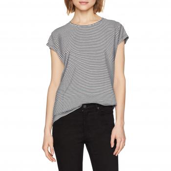 VERO MODA Damen VMAVA Plain SS TOP Stripe GA NOOS T-Shirt, Mehrfarbig (Snow White Night Sky-Narrow), 40 (Herstellergröße: L)