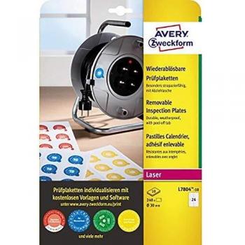 AVERY Zweckform Prüfplaketten, wiederablösbar, weiß, 30 mm