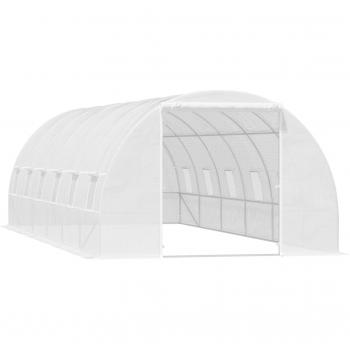 Invernadero de Túnel 8x3x2 m con Acero y PE 140g/m², 12 Ventanas y Puerta Enrollable