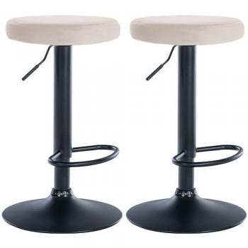 Bar Set 2 Sgabelli Ponte Velvet Crema – Design Metallo Nero Opaco