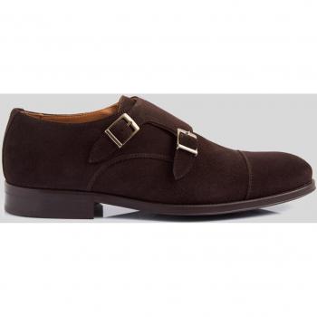 Zapato elegante de hebilla de cuero marrón para hombre