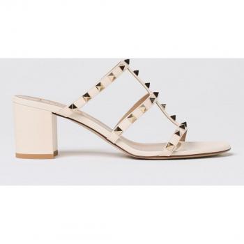 Slider Valentino Rockstud Sandalo Panna 37