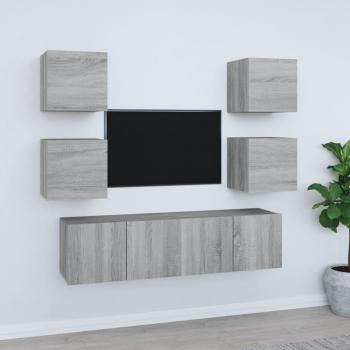 Kit Sonoma TV – Meubles 6 pièces en bois composite gris