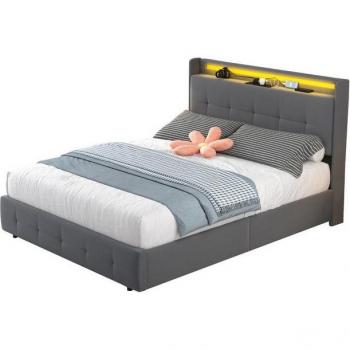 Cama Estable MODFU 160x200 cm, Sin Colchón, Con Puerto USB