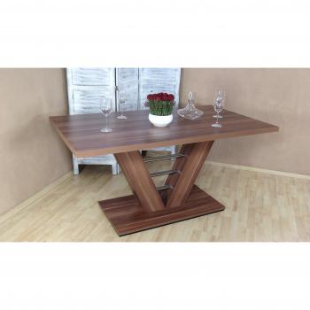 Säulentisch „Bahrain II“ – Holzkern Nuss, 76 × 90 × 160 cm