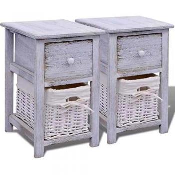Set de Mesitas de Noche 2 Unidades Madera Blanca