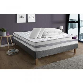Matelas + sommier Gris 160x200 Memo Spring Ressorts ensachés