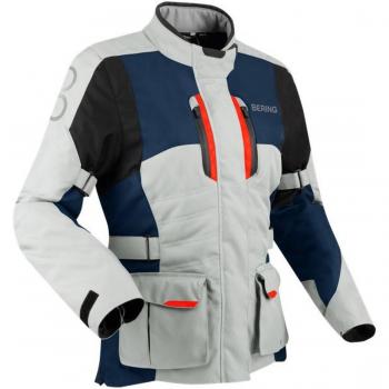 Chaqueta de Moto Bering Femenina Siberia en Gris, Azul y Rojo