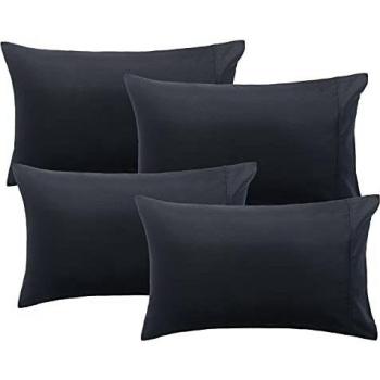 Soft Enveloping Pillowcases – 4 Pack, Black Microfiber
