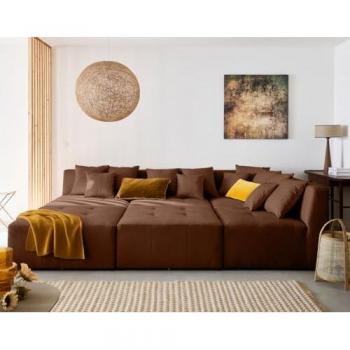 Lisa Design Pouf Rouge Terracotta 97x45x97cm