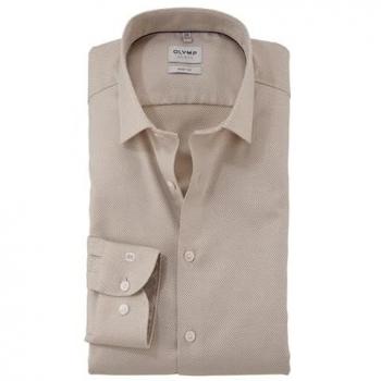 Olymp Level Five Slim Fit Business‑Hemd – Hellbraun, Herren, 42