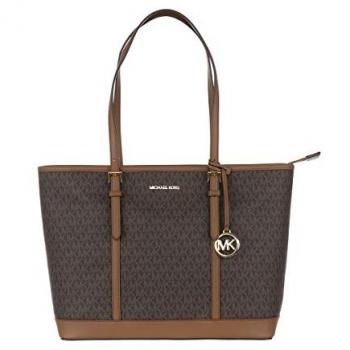 Michael Kors Jet Set Travel Large Monogram Brown Shoulder Tote Bag