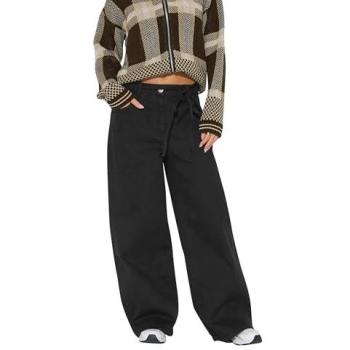 Jean large stretch noir avec ceinture PixieGirl Petite