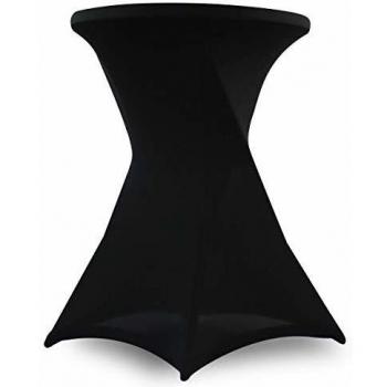 MobEventPro Ensemble housse et nappe noire pour table ronde D80 x 110 cm en polyester