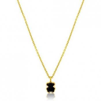 TOUS Collar de mujer en plata con colgante de oso y ónix