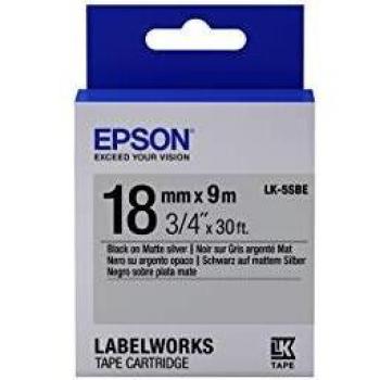 Etiqueta Epson Lk‑5SBE Black Matte on Silver 18 mm