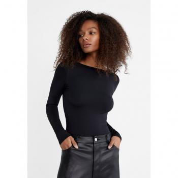 Stradivarius Black Open Back Bodysuit Small