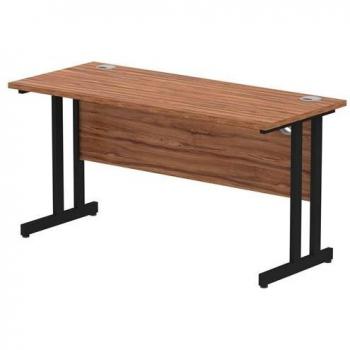 Impulse 1400 x 600mm Walnut Top Straight Desk Black Cantilever Leg