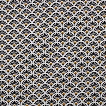 Nappe en tissu enduit Eventails 200 x 150 cm Dark Navy