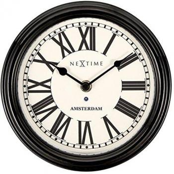 Nextime Amsterdam Moderne Uhr – Ø 21,5 cm Schwarz-Metall