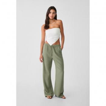 Pantaloni khaki lunghi morbidi misto lino taglia L
