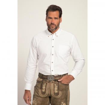JP1880 Men's Plus Size White Cotton Stag Horn Button Shirt, Modern Fit, Size L