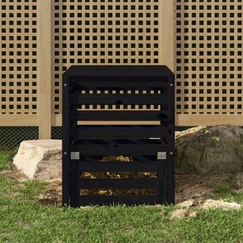 Outdoor Composter, Black, 63.5 x 63.5 x 77.5 cm, Solid Wood, Pine, vidaXL
