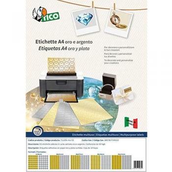 Kit de Etiquetas Satinadas Oro y Plateadas Tico, 10 Hojas