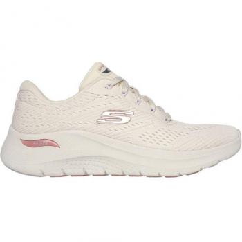 Zapatilla deportiva Skechers Arch Fit Big League Mujer Blanco/Beige con diseño cómodo, soporte de arco, plantilla extraíble Arch Fit para mayor confort, suela flexible y tracción adecuada, fabricada en material ligero