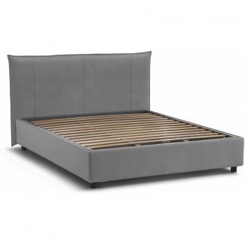 TALAMO Celeste Contenitore Matrimoniale 160x190 cm Rivestito in Tessuto Grigio Made in Italy